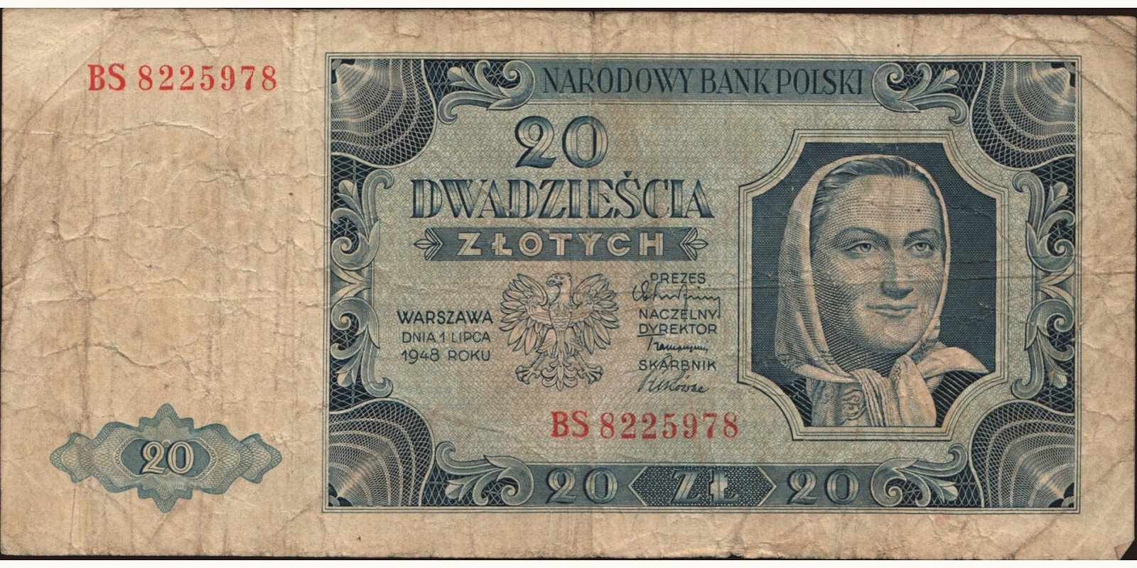 20 zlotych Poland 1948 — Front side