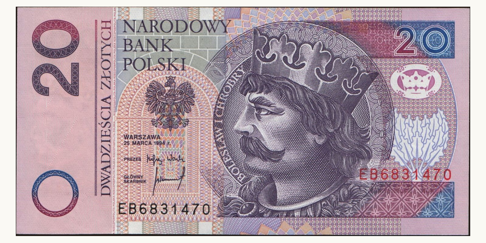20 zlotych Poland 1994 — Front side