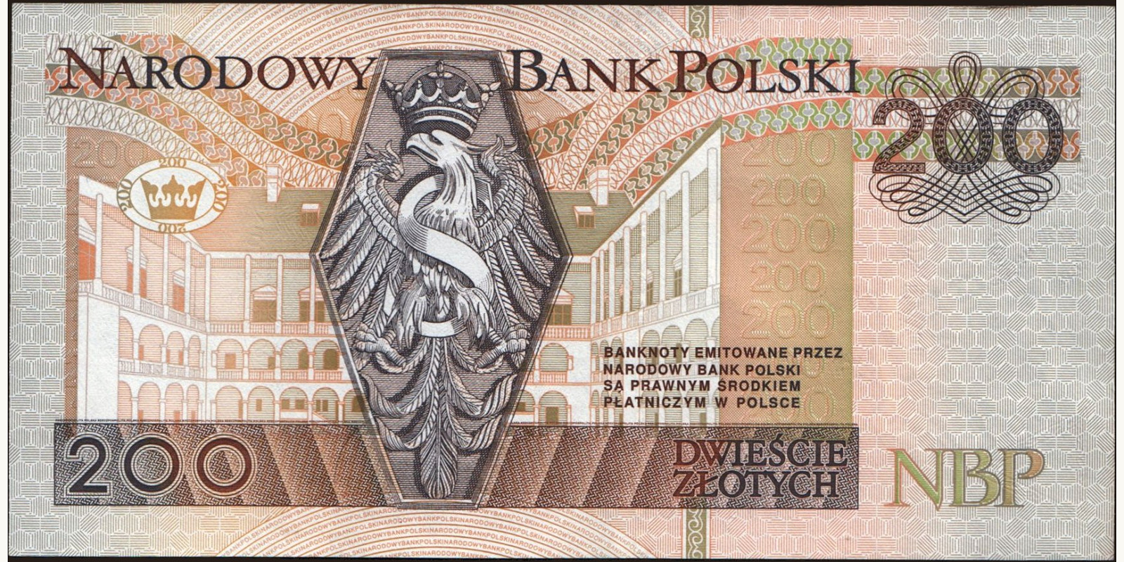 200 zlotych Poland 2012 — Back side
