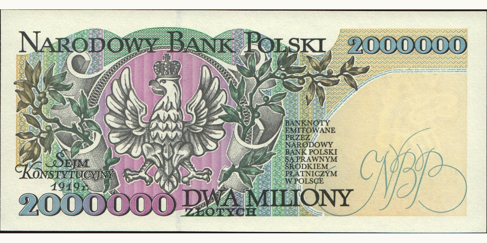 2000000 zlotych Poland 1993 — Back side