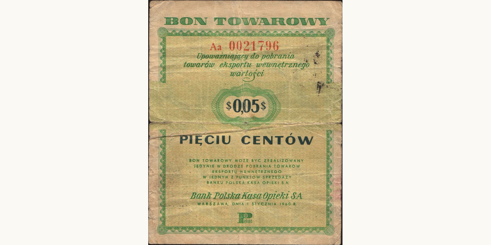 5 cent Poland 1960 — Front side
