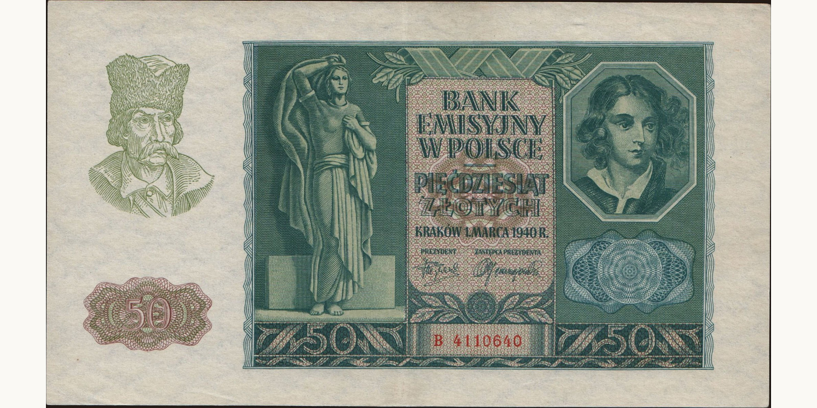 50 zlotych Poland 1940 — Front side