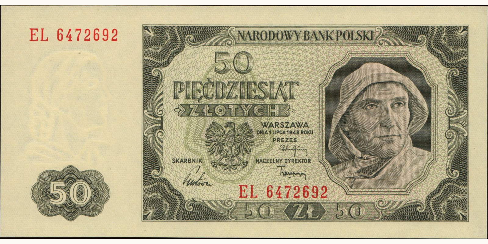50 zlotych Poland 1948 — Front side