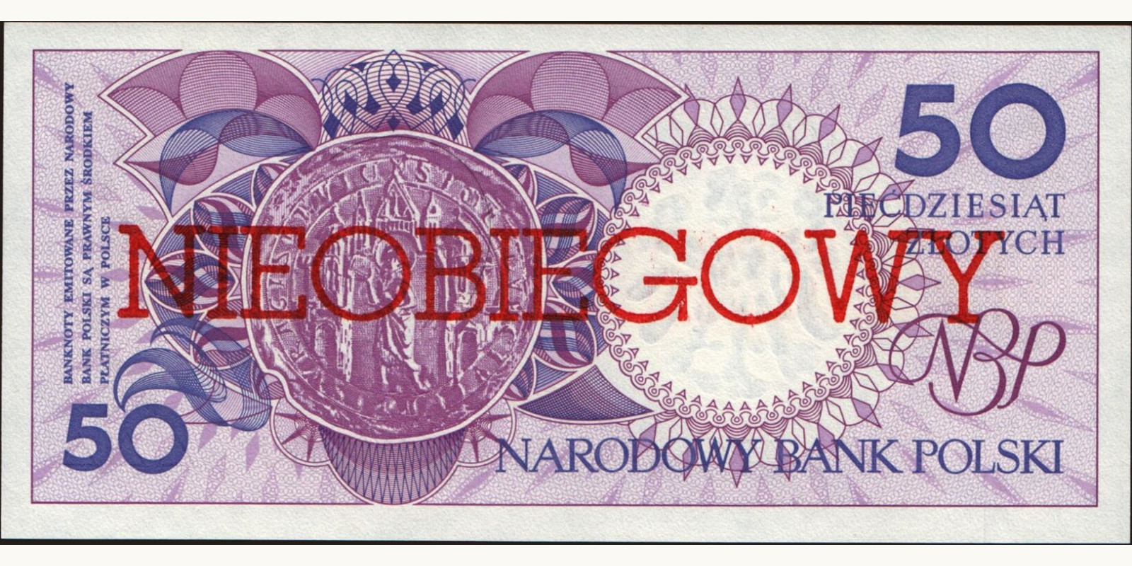 50 zlotych Poland 1990 — Back side