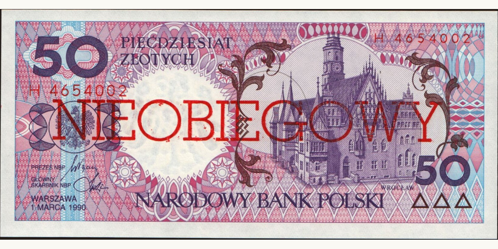 50 zlotych Poland 1990 — Front side