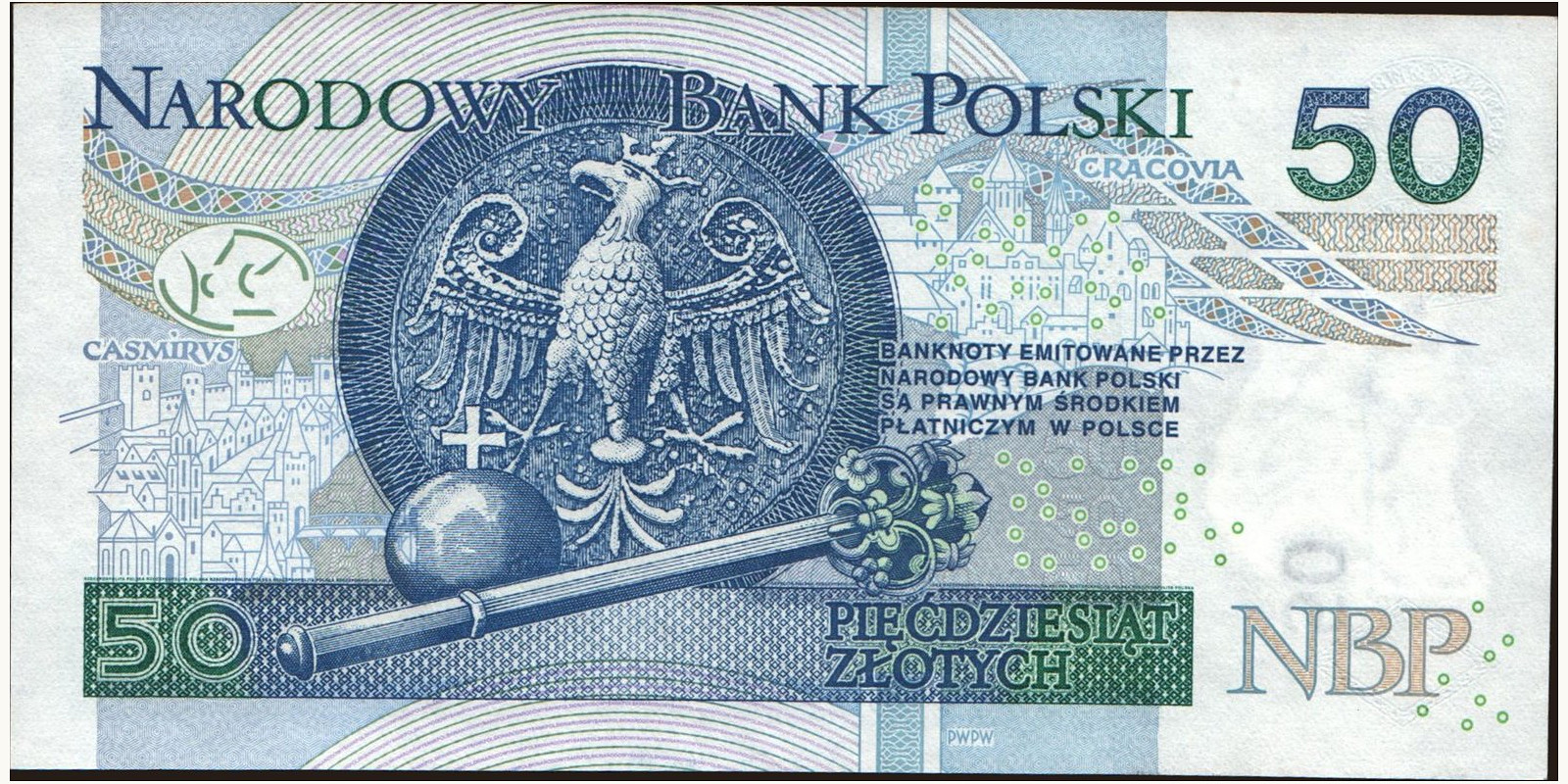 50 zlotych Польша 2012 — Оборотная сторона