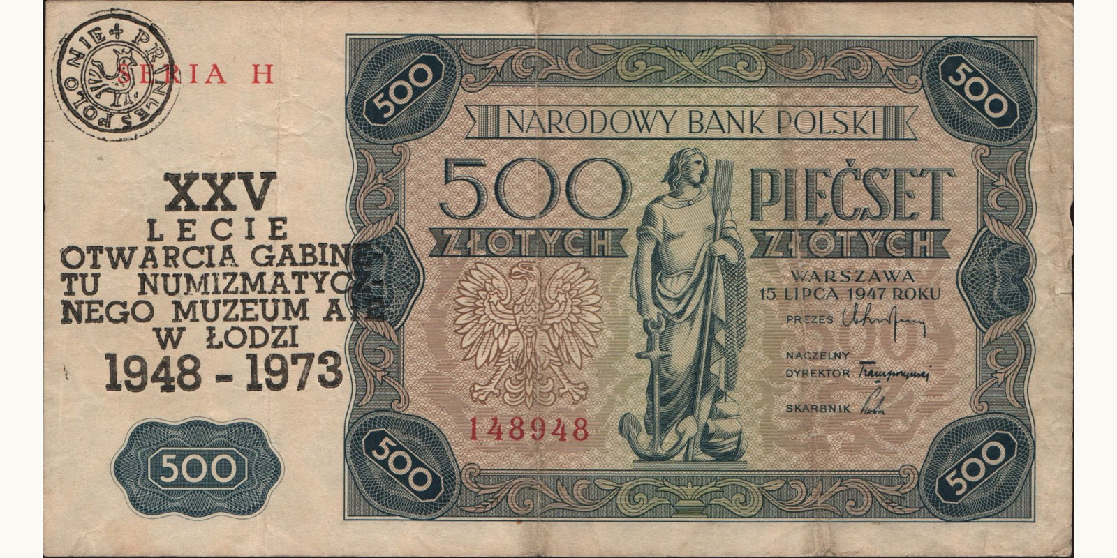 500 zlotych Poland 1947 — Front side