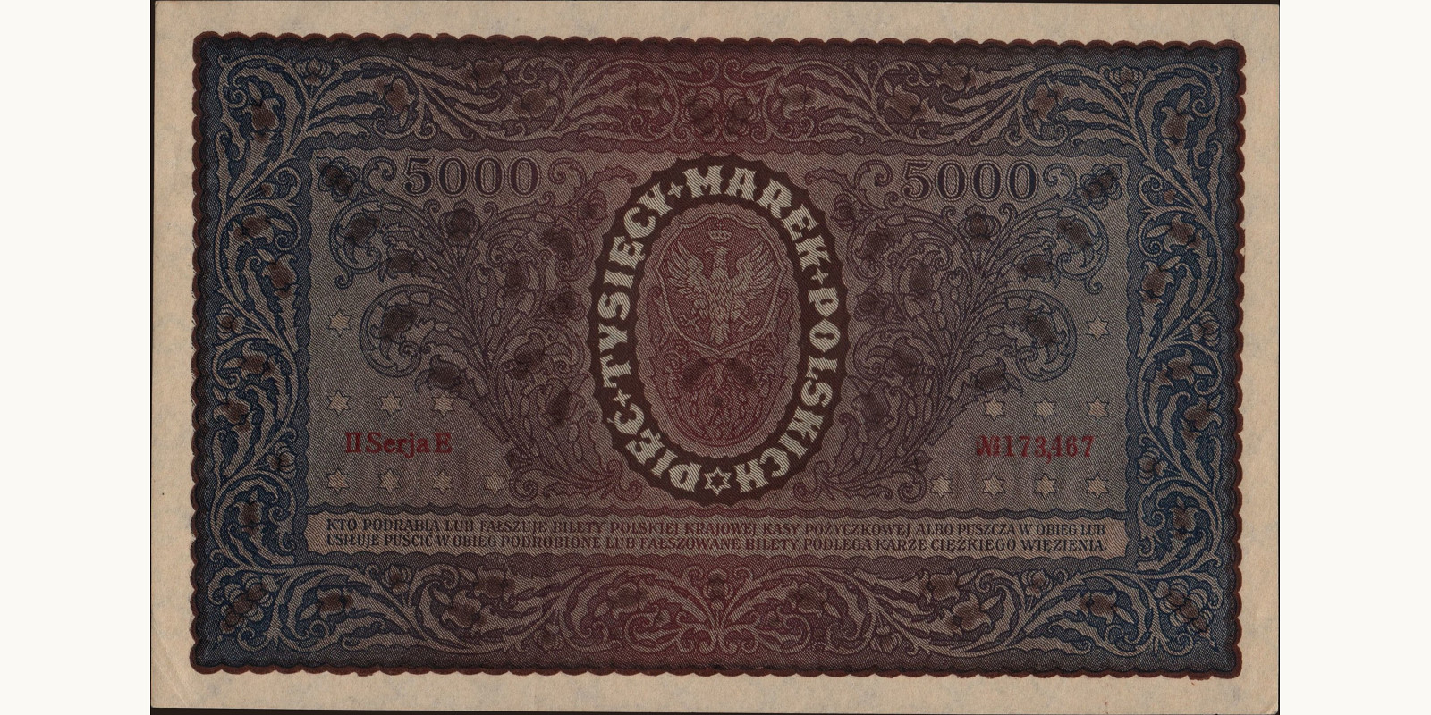 5000 marek Poland 1920 — Back side