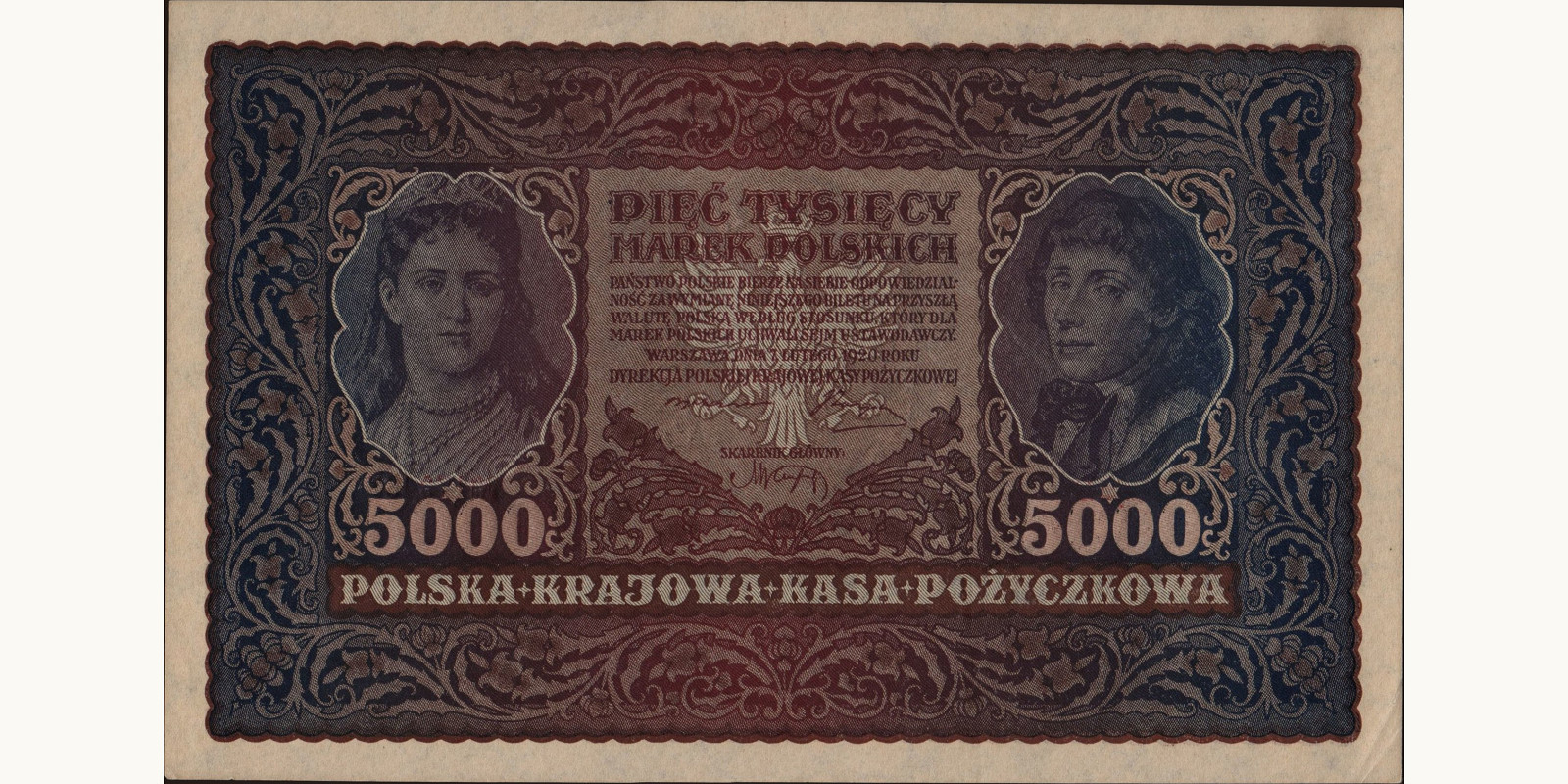5000 marek Poland 1920 — Front side