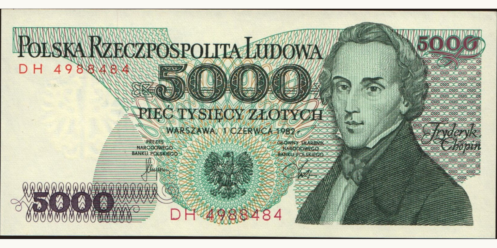 5000 zlotych Poland 1982 — Front side