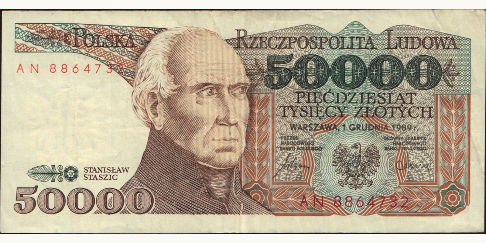 50000 zlotych Poland 1989 — Front side