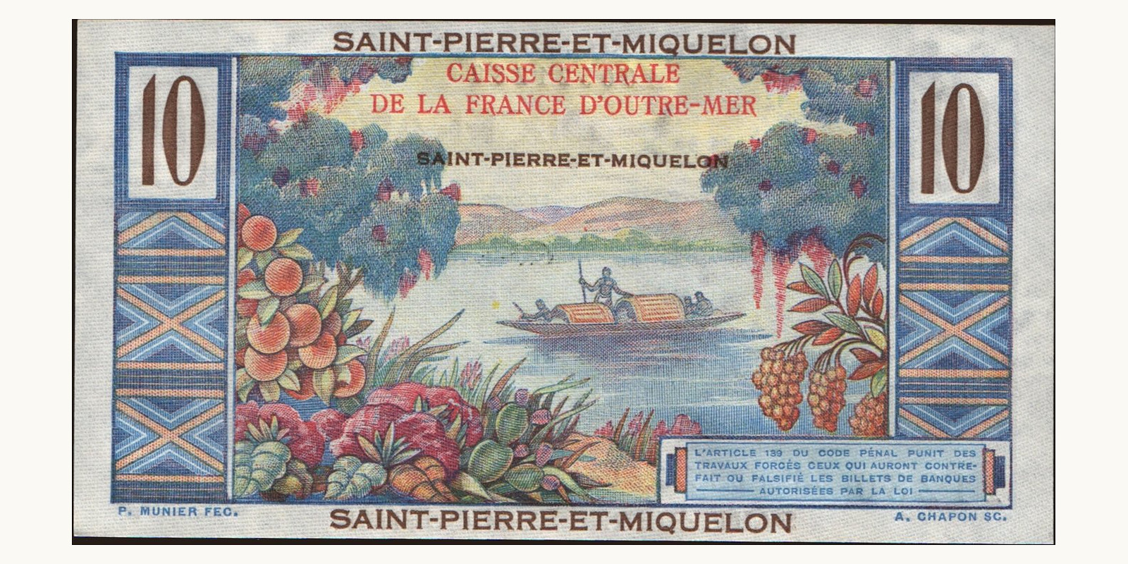 10 franc Сен-Пьер и Микелон 1950 — Оборотная сторона