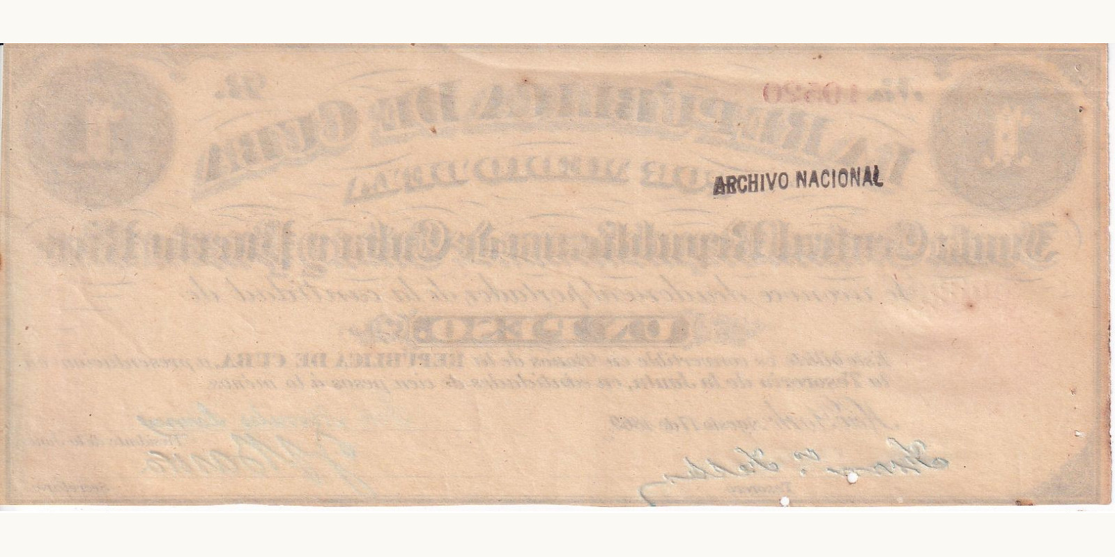 1 pesos Puerto Rico 1869 — Back side