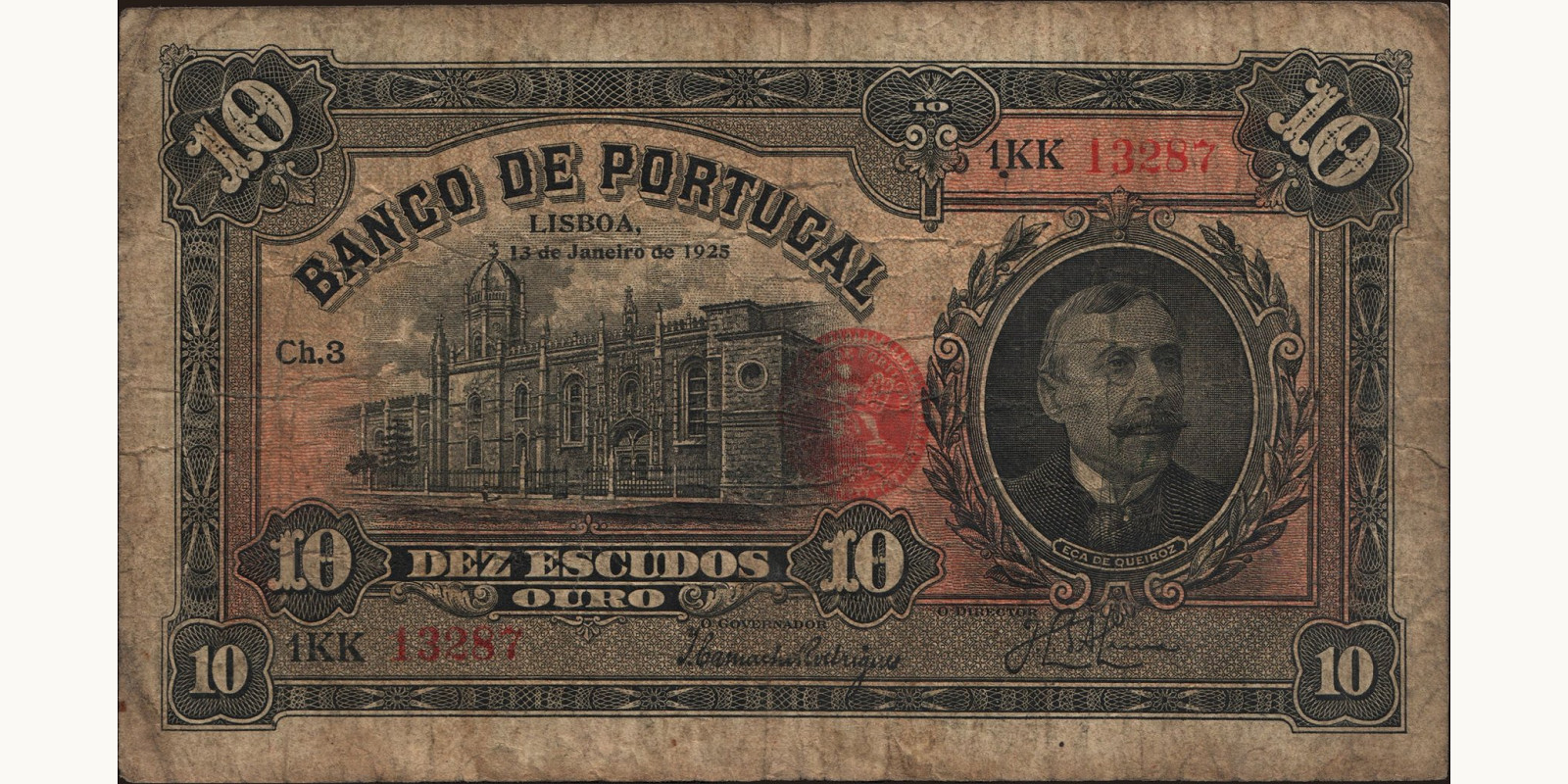 10 escudos Португалия 1925 — Лицевая сторона