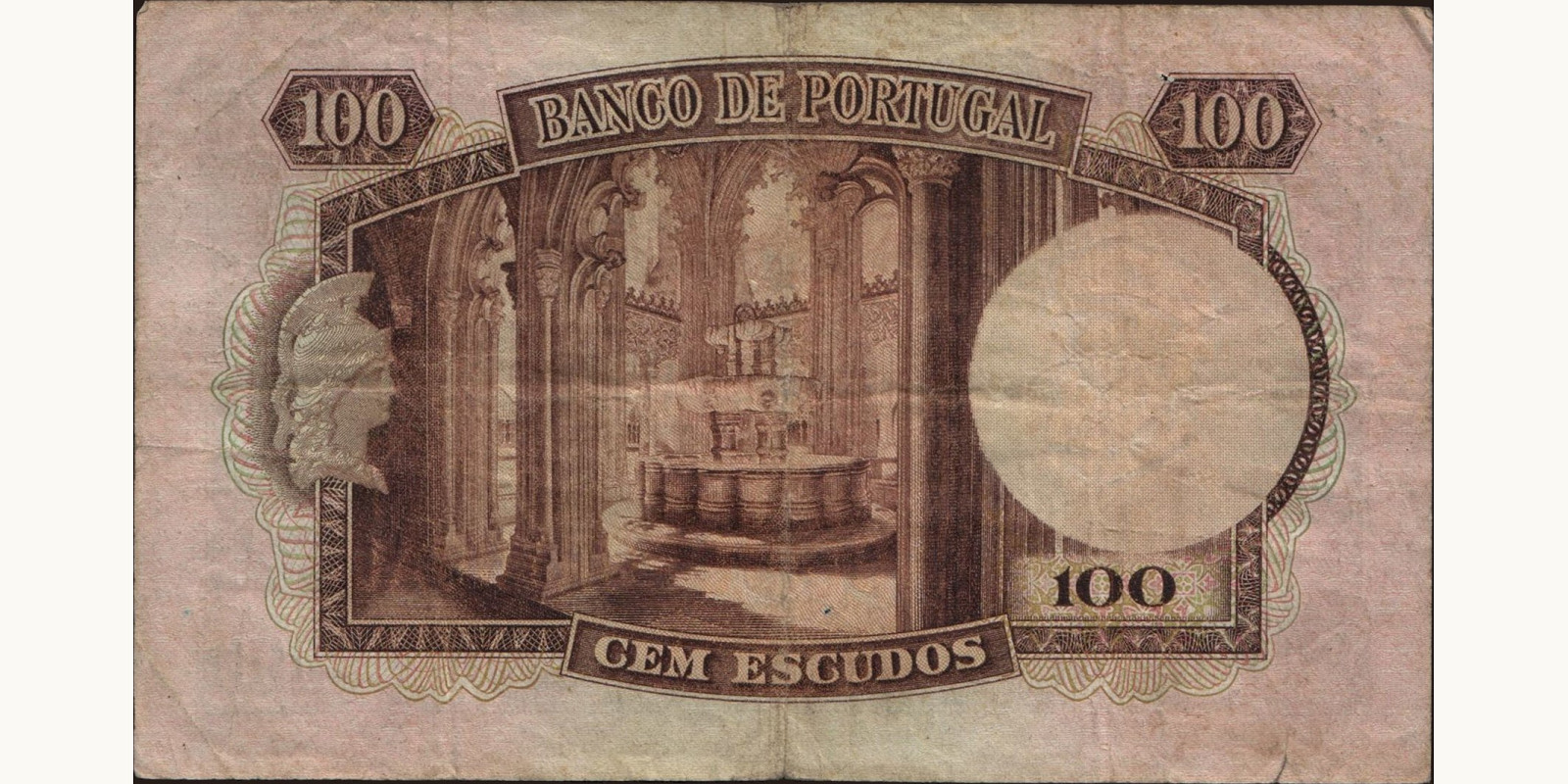 100 escudos Portugal 1957 — Back side