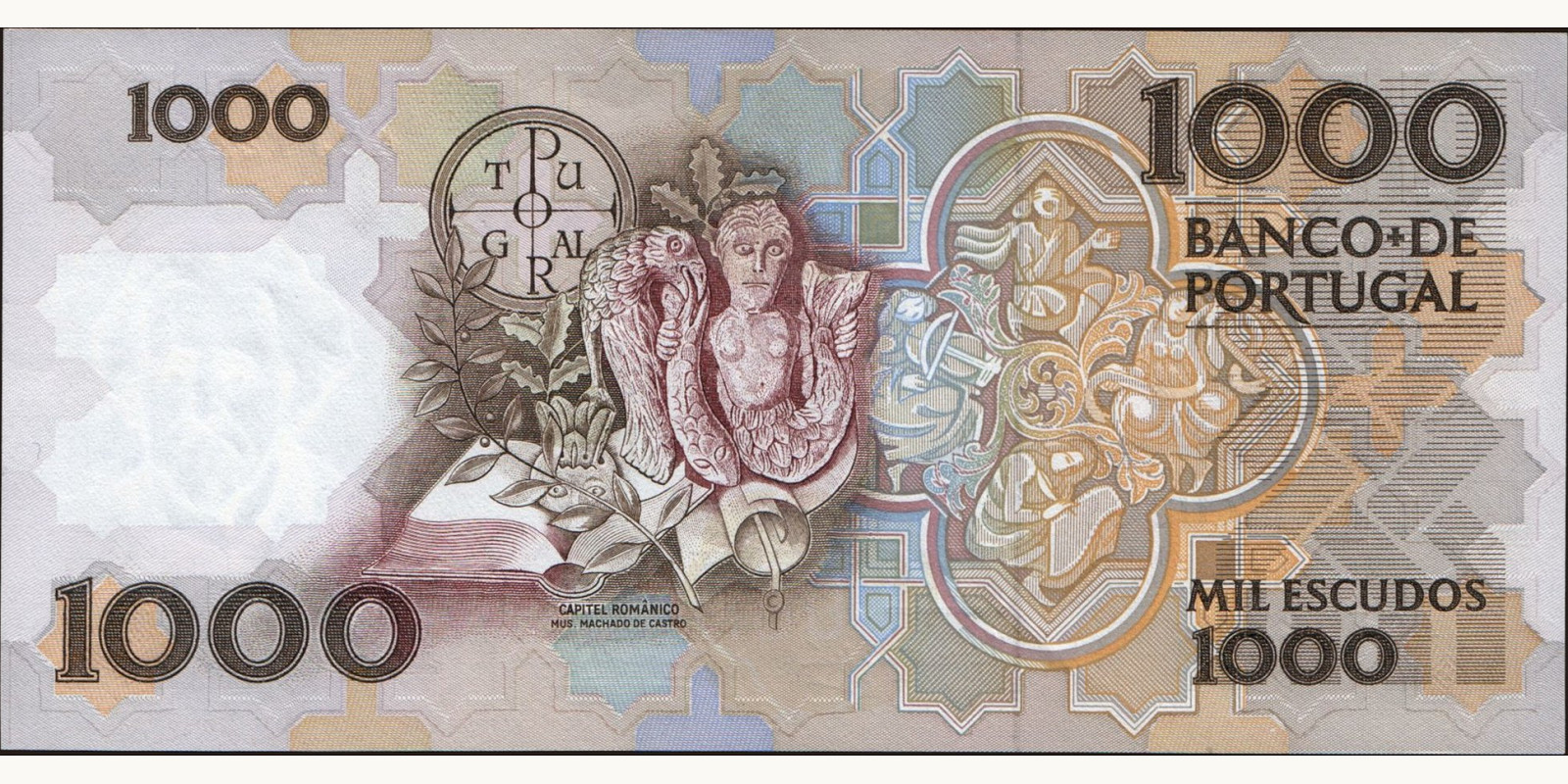 1000 escudos Portugal 1987 — Back side