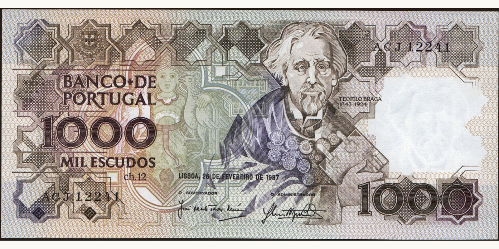 1000 escudos Portugal 1987 — Front side