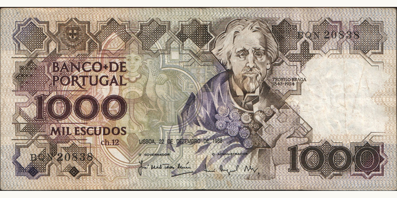 1000 escudos Португалия 1988 — Лицевая сторона