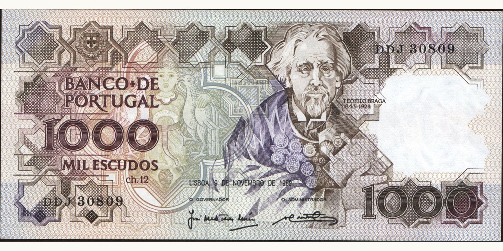 1000 escudos Португалия 1989 — Лицевая сторона