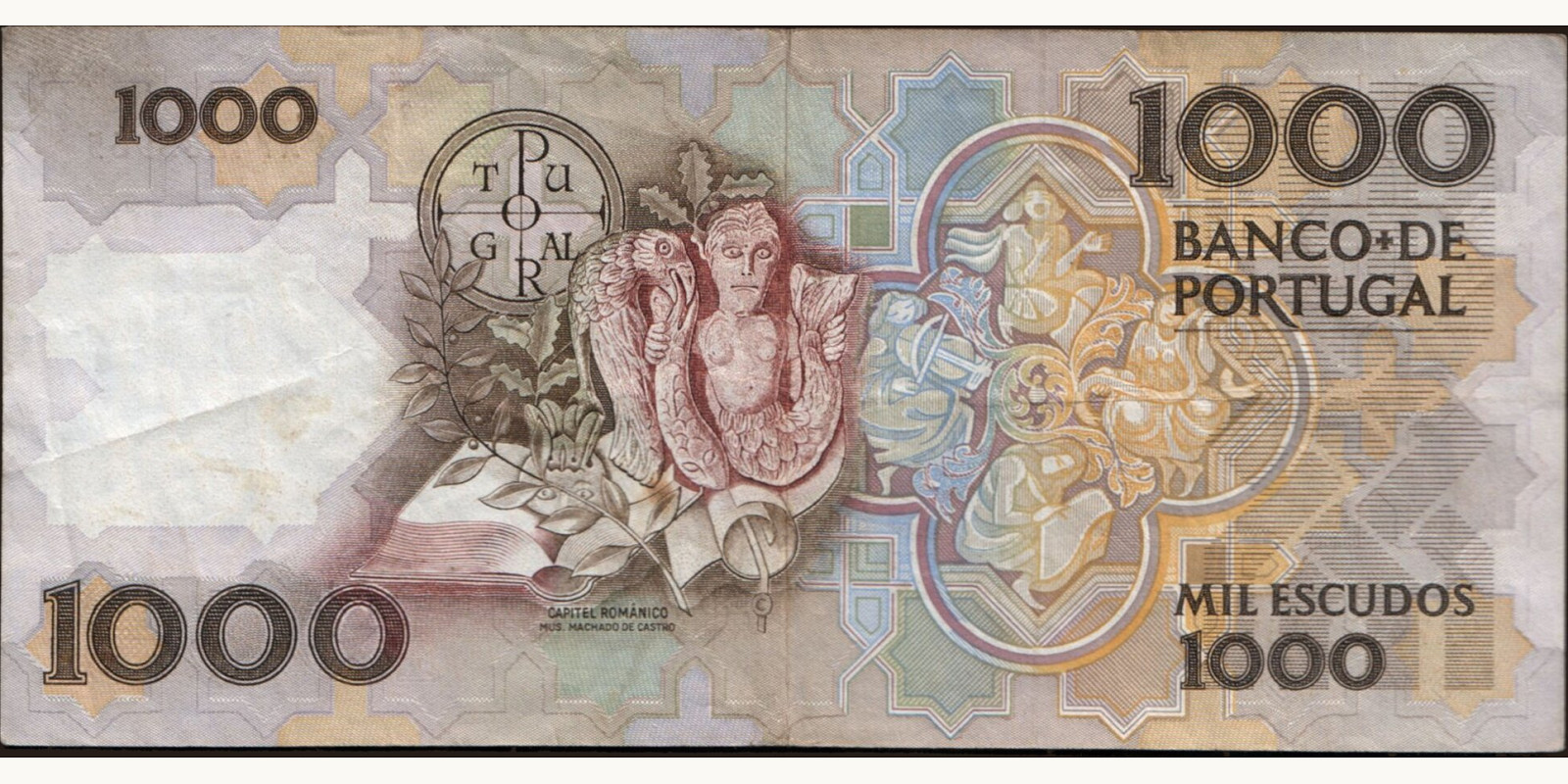 1000 escudos Portugal 1992 — Back side