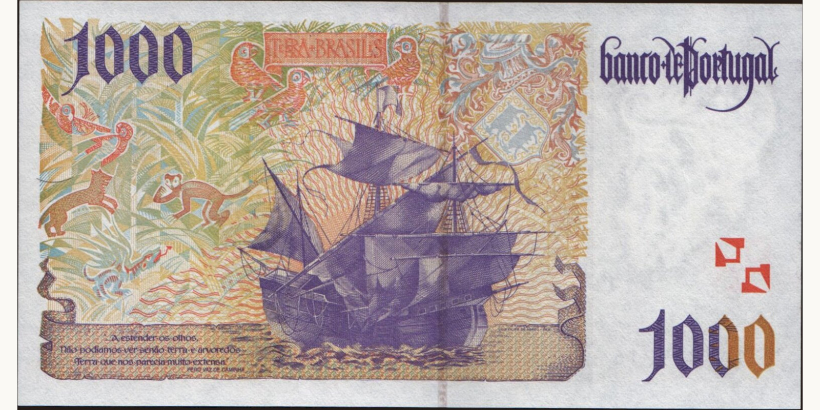 1000 escudos Португалия 1996 — Оборотная сторона