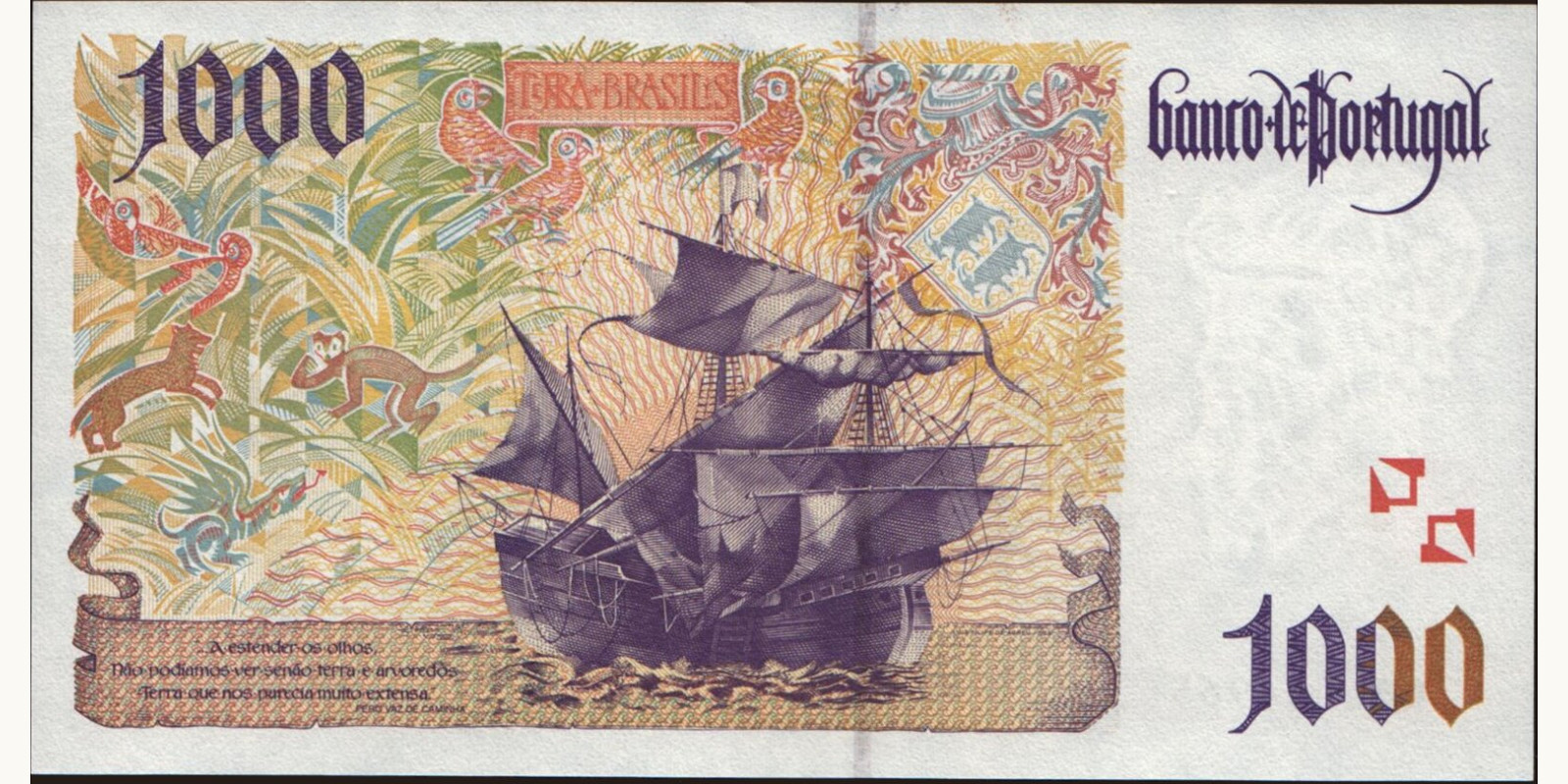 1000 escudos Portugal 1998 — Back side