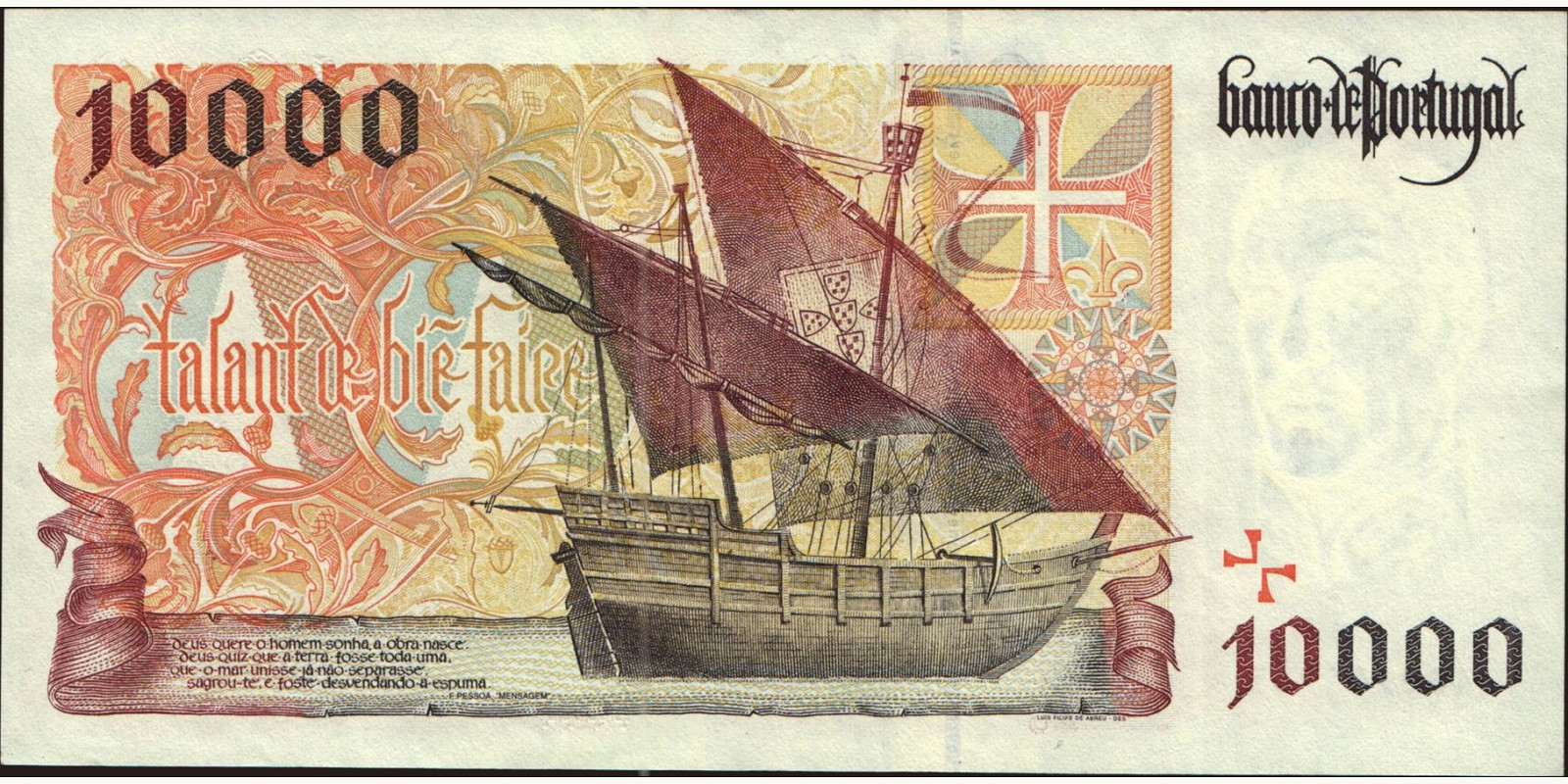 10000 escudos Португалия 1997 — Оборотная сторона