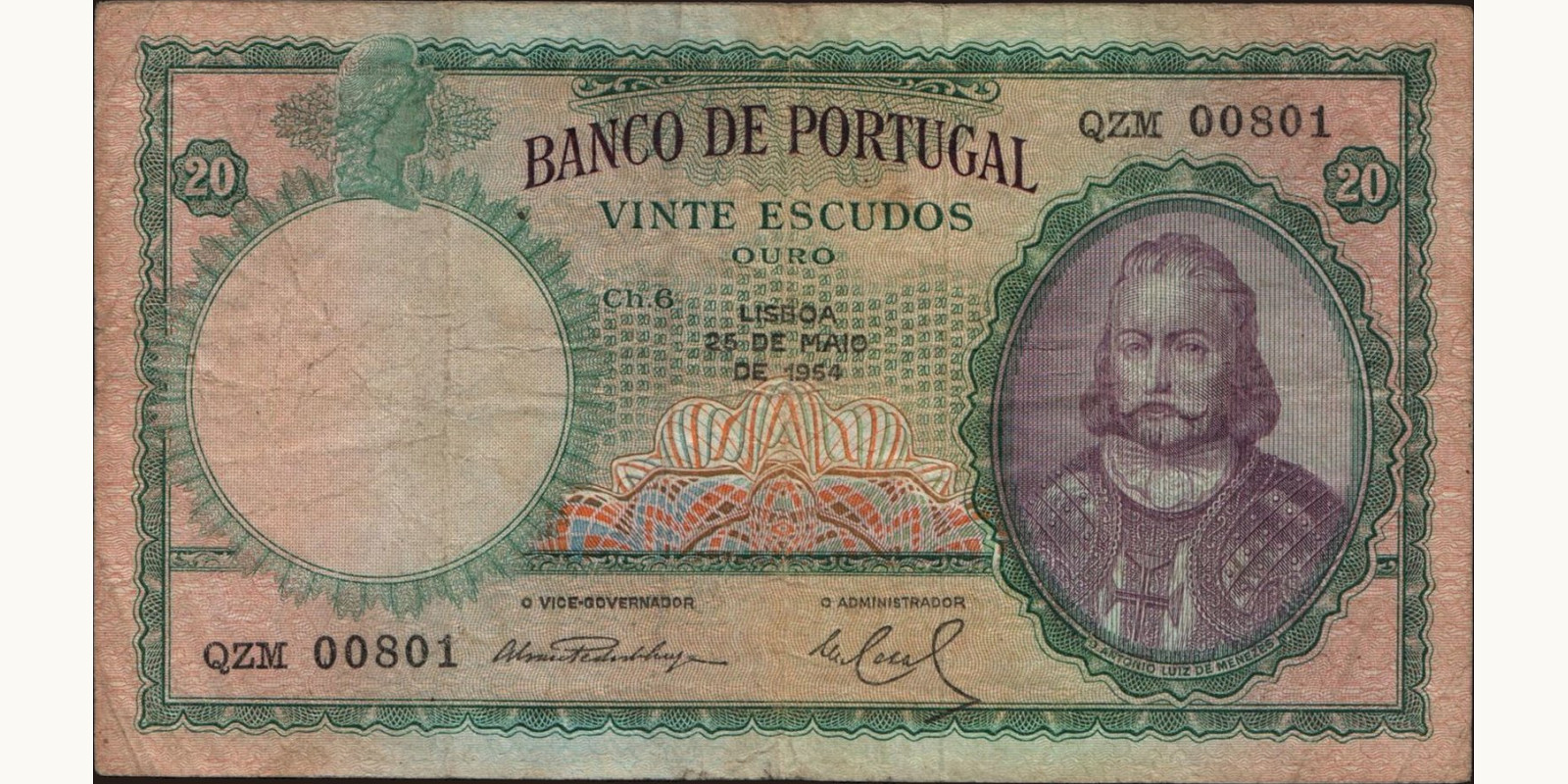 20 escudos 1954