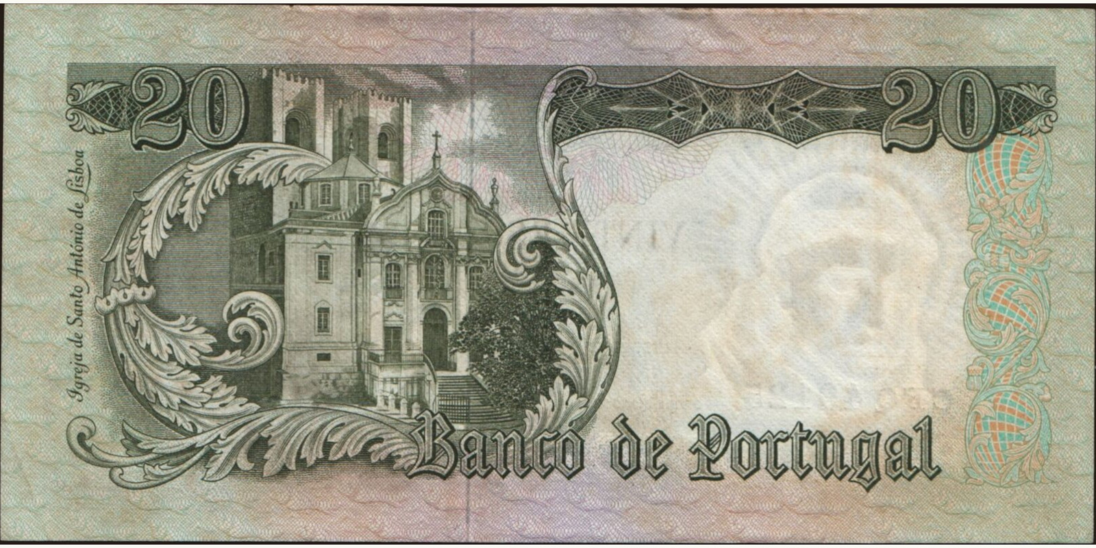 20 escudos Portugal 1964 — Back side