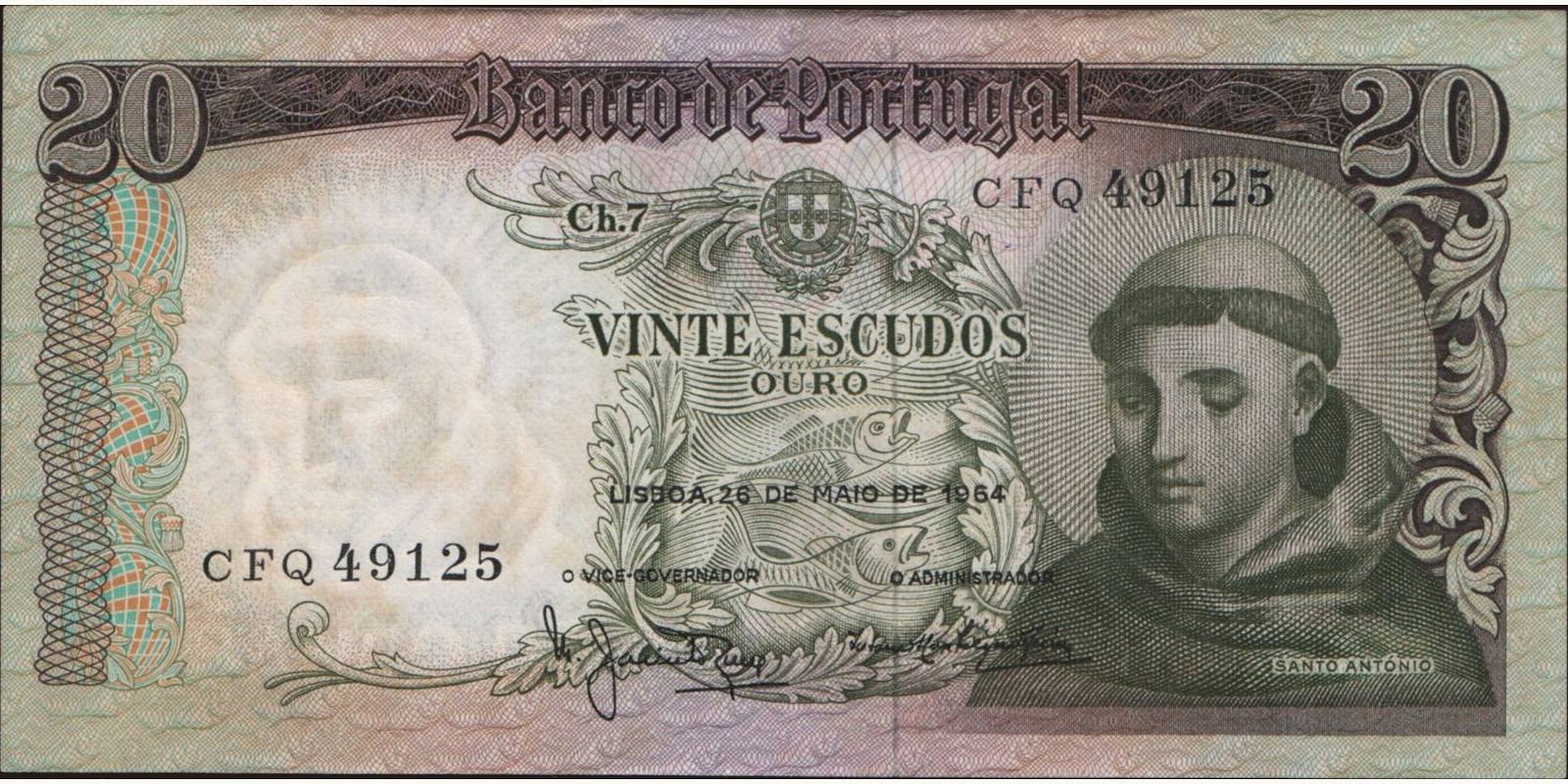 20 escudos Portugal 1964 — Front side