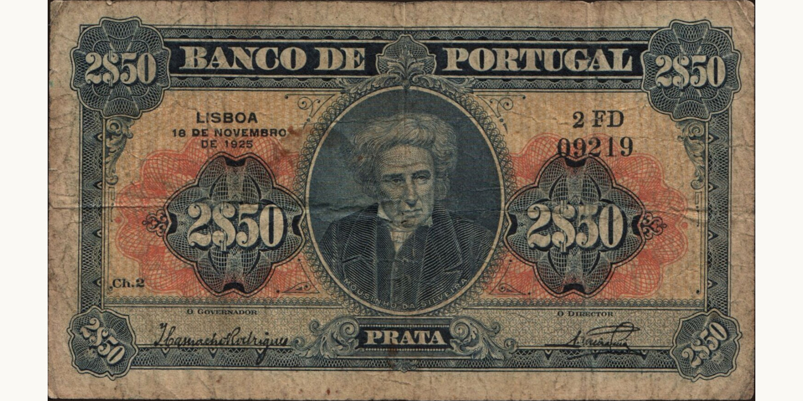 250 escudos Portugal 1925 — Front side