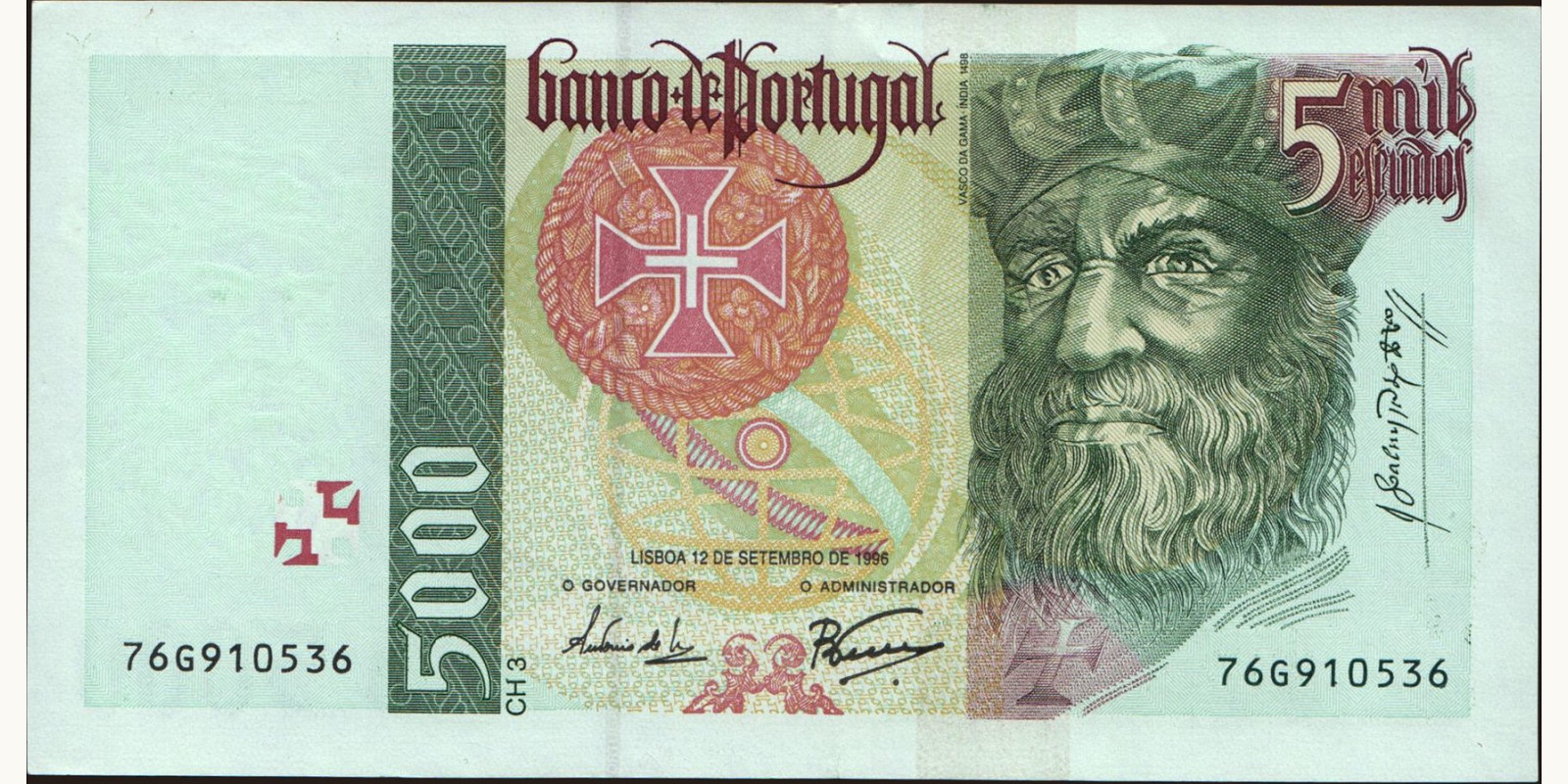 5000 escudos Portugal 1996 — Front side