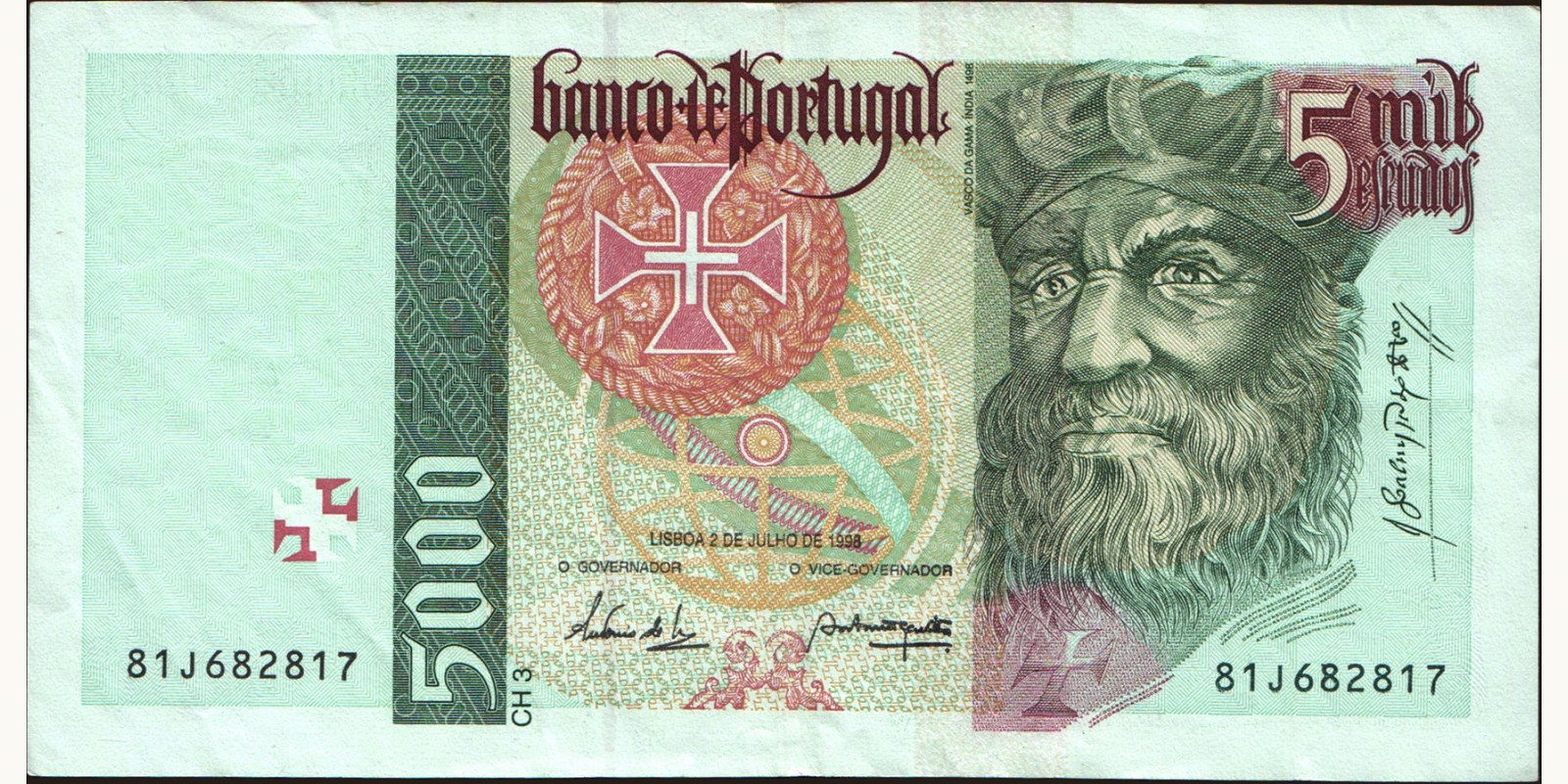 5000 escudos Португалия 1998 — Лицевая сторона