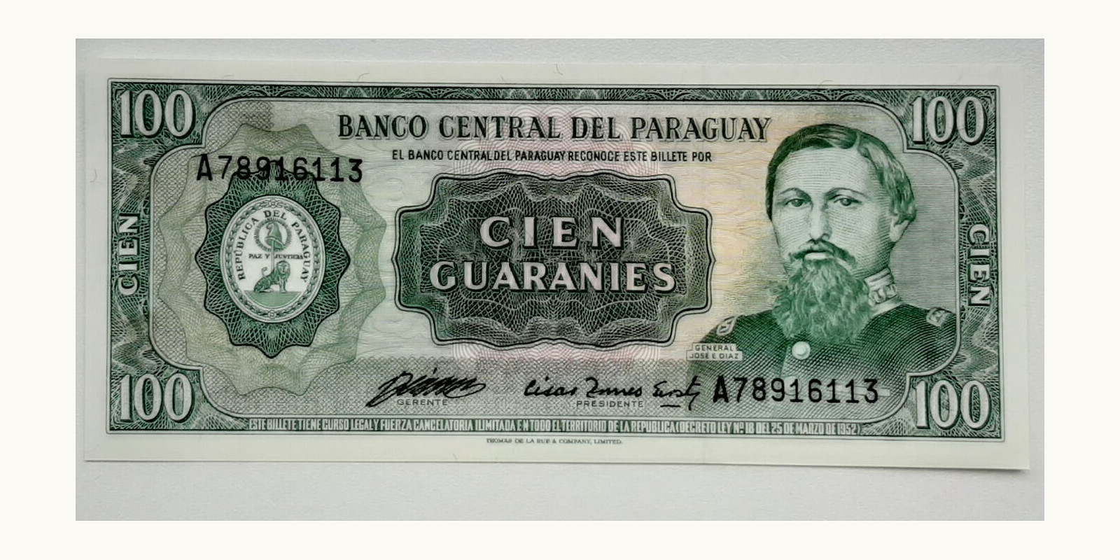 100 guaranies Paraguay 1982 — Front side