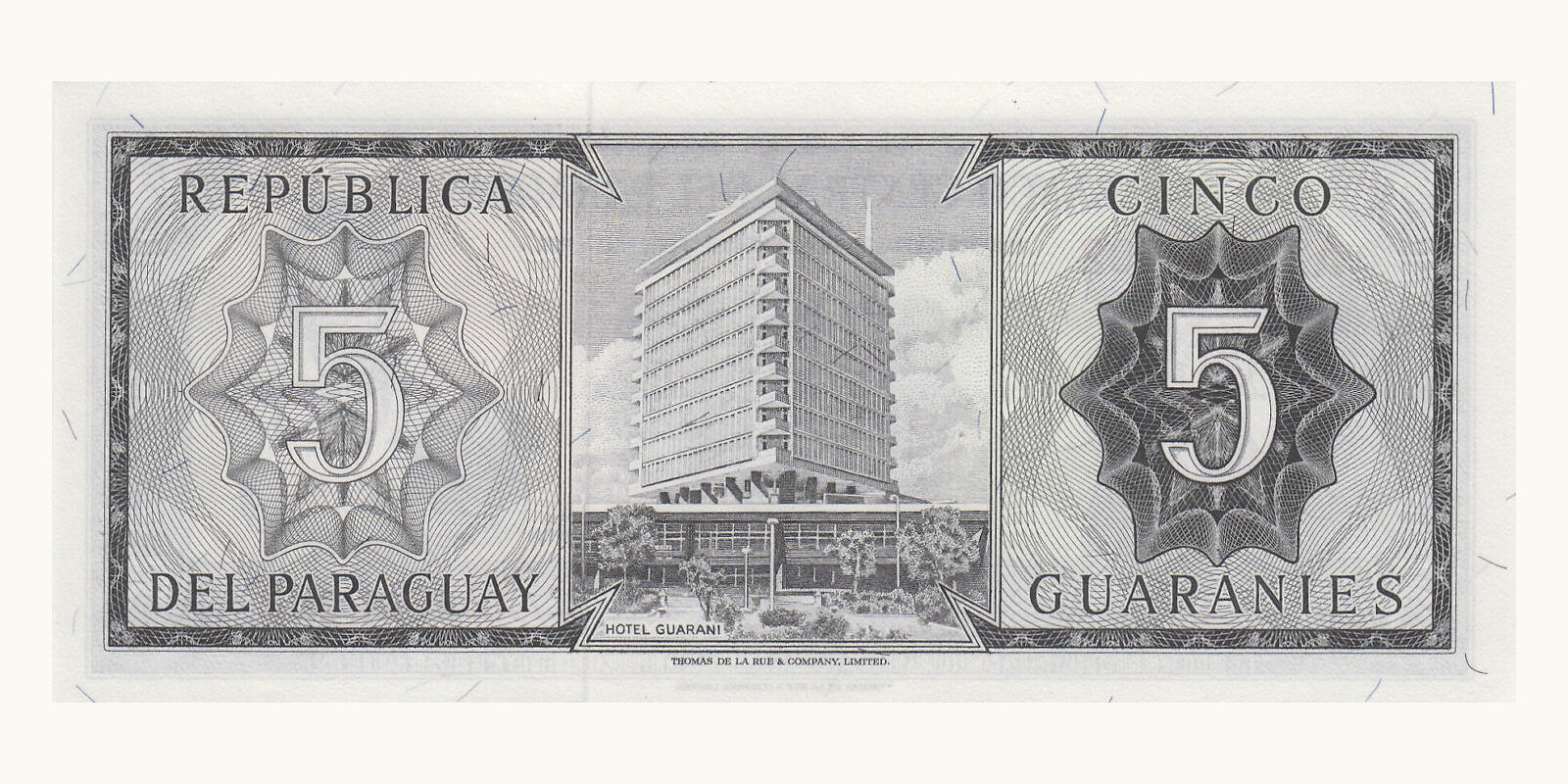 5 guaranies Paraguay 1952 — Back side