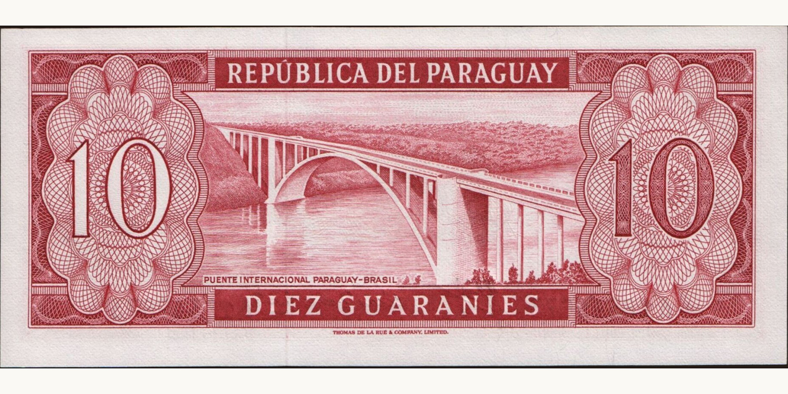 10 guaranies Парагвай 1952 — Оборотная сторона