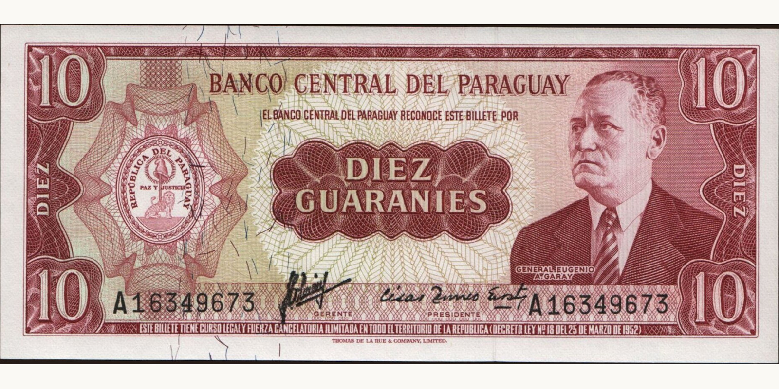 10 guaranies 1952