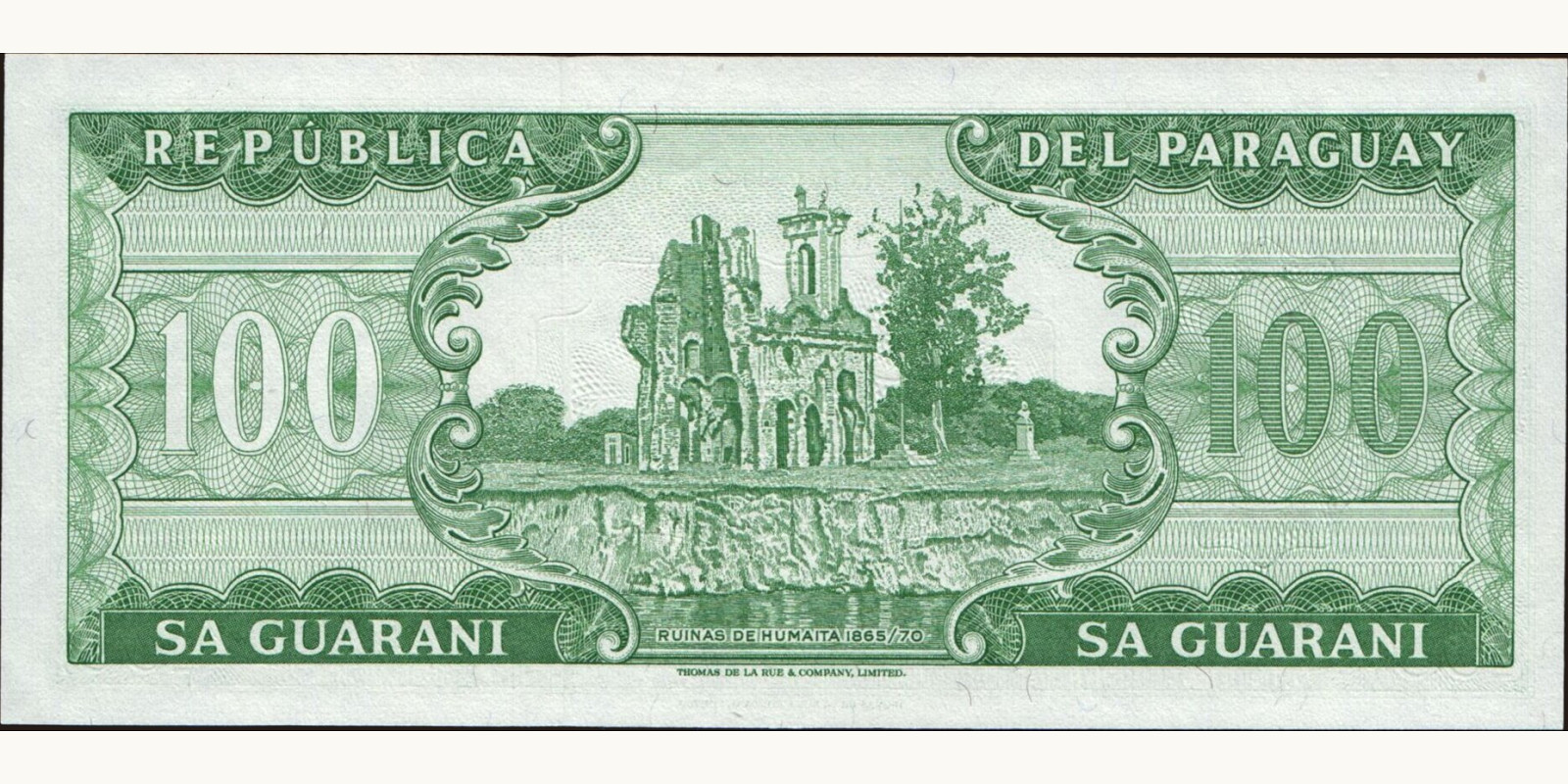 100 guaranies Paraguay 1952 — Back side