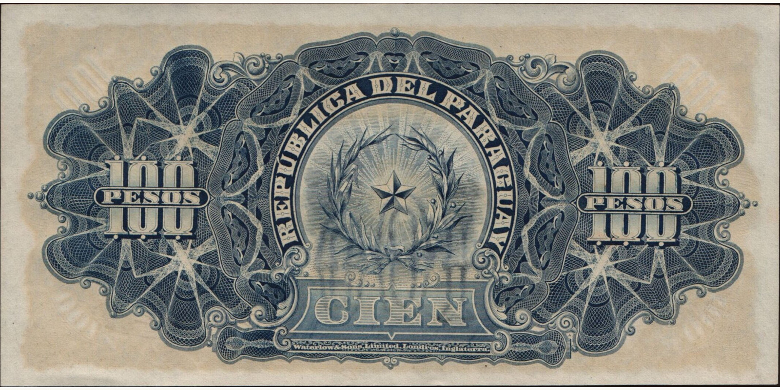100 pesos Paraguay 1907 — Back side