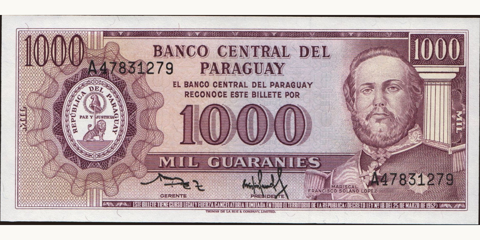 1000 guaranies 1982