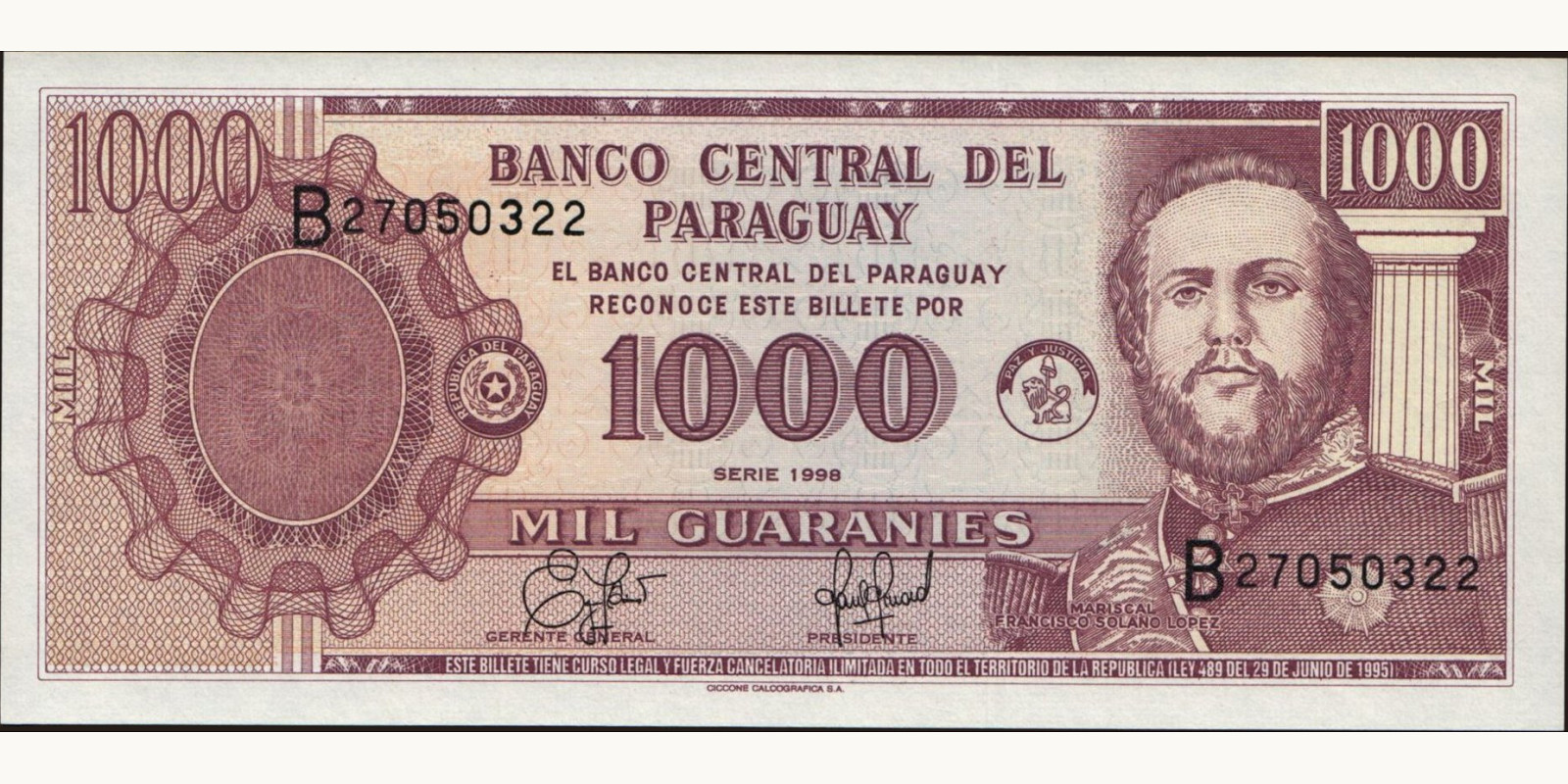 1000 guaranies 1998