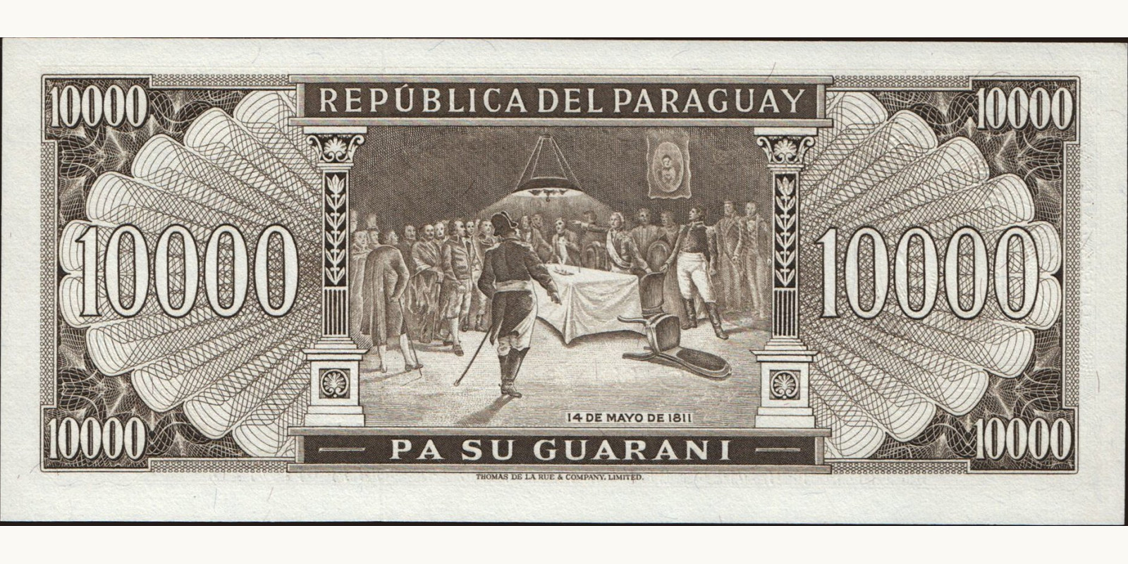 10000 guaranies Парагвай 1982 — Оборотная сторона