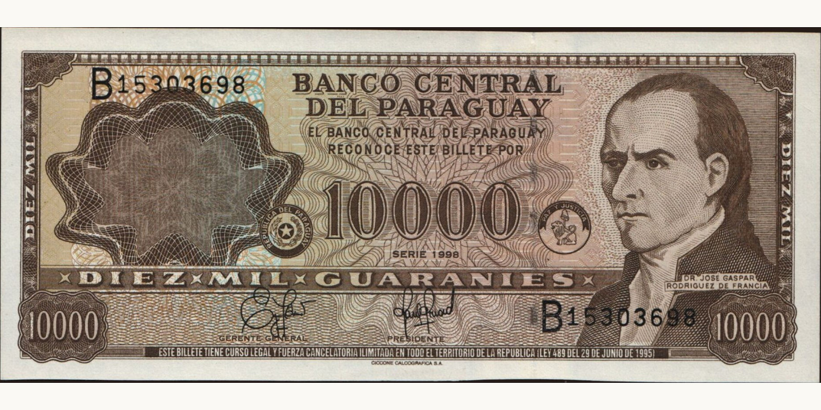 10000 guaranies 1998