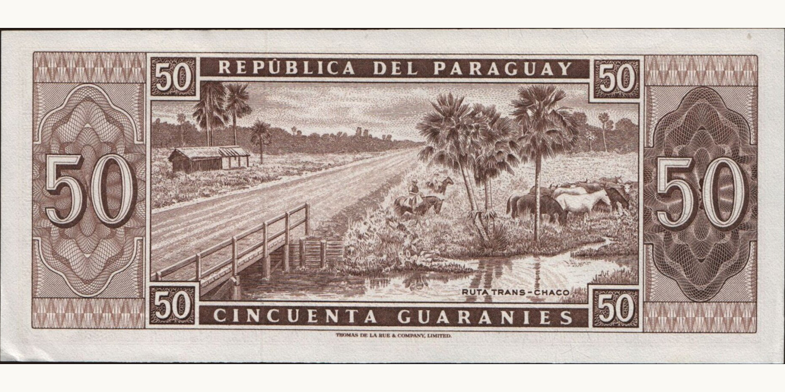 50 guaranies Парагвай 1952 — Оборотная сторона