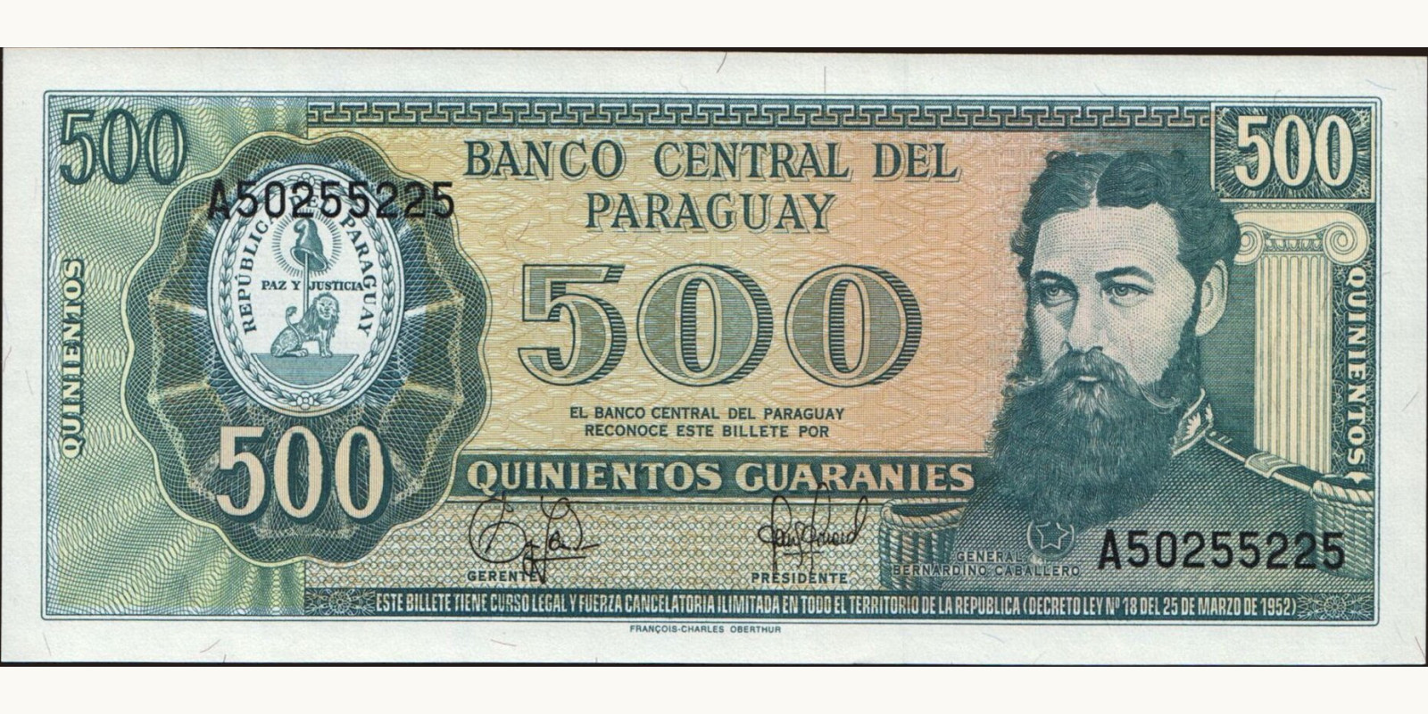 500 guaranies 1952