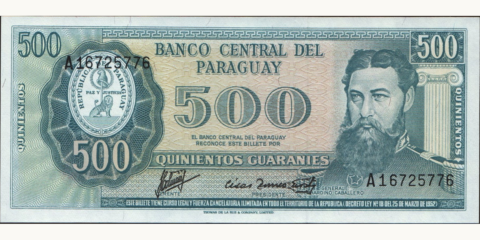 500 guaranies Парагвай 1982 — Лицевая сторона