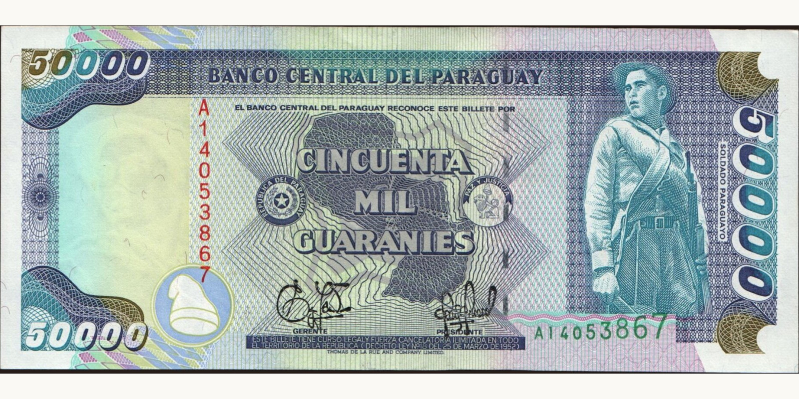 50000 guaranies 1952