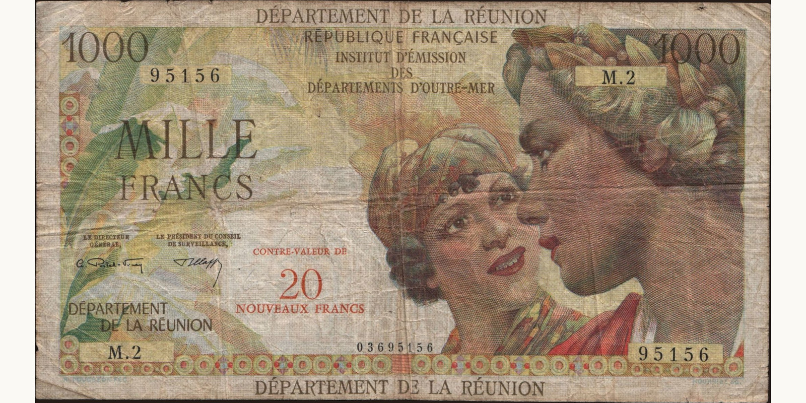 1000 franc Реюньон 1971 — Лицевая сторона