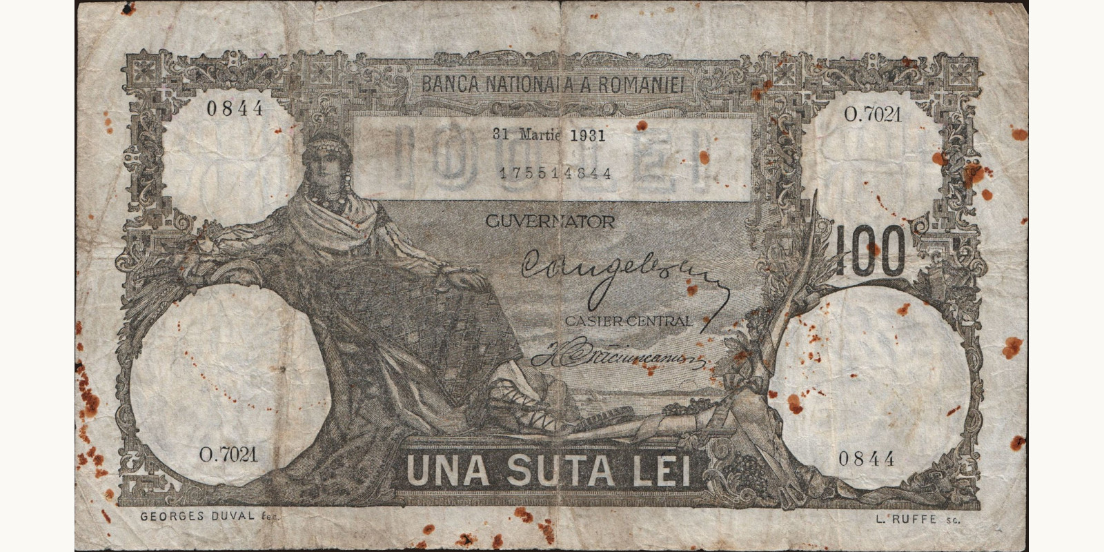 100 lei Romania 1931 — Front side