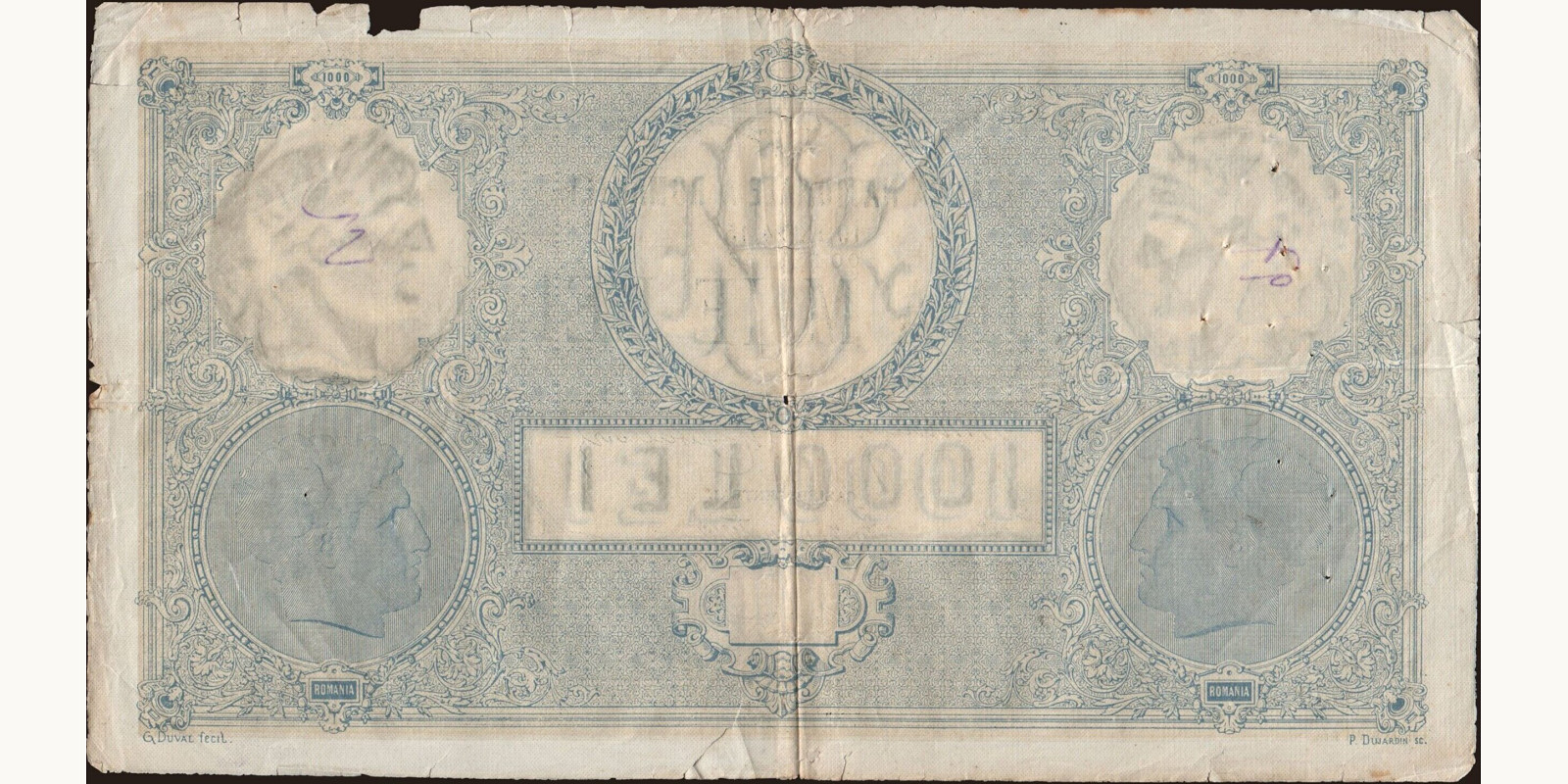 1000 lei Romania 1915 — Back side